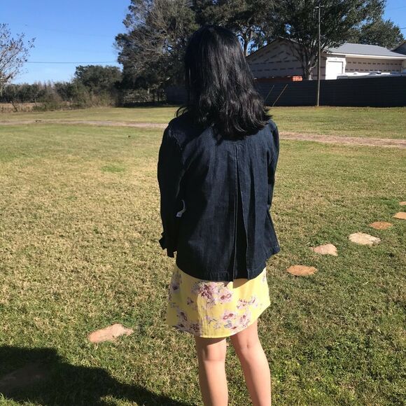 Old Navy Womens Coat Size S Blue Denim Cropped Buttonfront Trench Jacket NEW - Picture 3 of 5